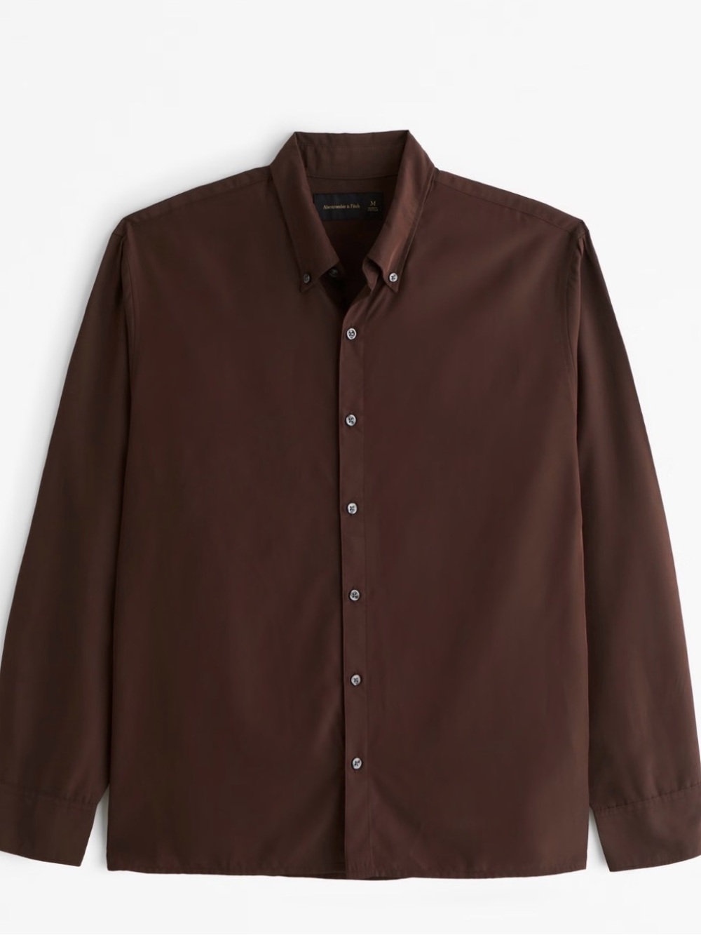 Abercrombie & Fitch Long-Sleeve Cupro Button-Up Shirt Dark Brown Size Large